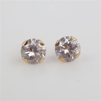 14kt Gold Clear Stone Stud Earrings