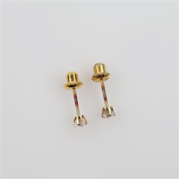 14kt Gold Clear Stone Stud Earrings