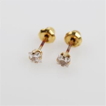 14kt Gold Clear Stone Stud Earrings