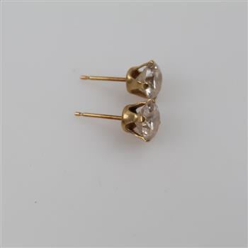 14kt Gold Clear Stone Stud Earrings