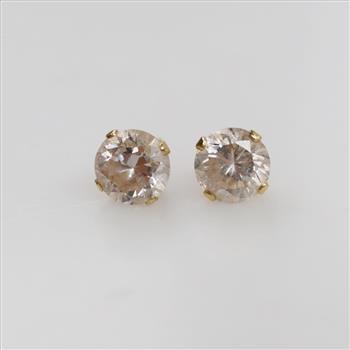 14kt Gold Clear Stone Stud Earrings