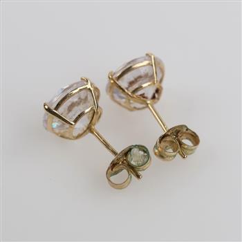 14kt Gold Clear Stone Stud Earrings