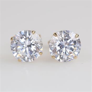 14kt Gold Clear Stone Stud Earrings