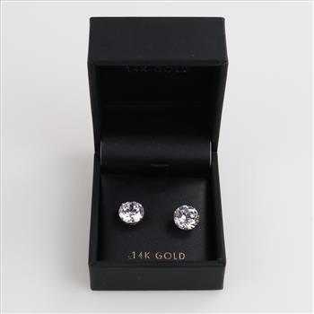 14kt Gold Clear Stone Stud Earrings