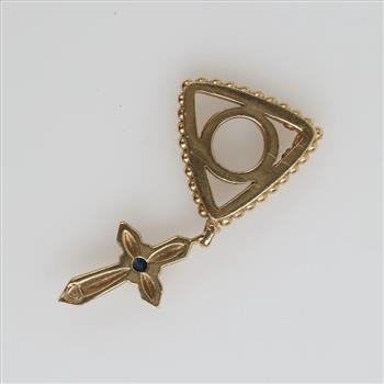 14kt Gold Cross Blue Stone Charm