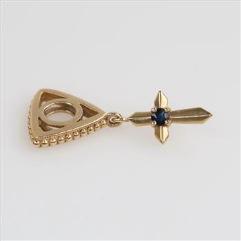 14kt Gold Cross Blue Stone Charm