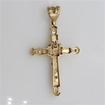 14kt Gold Cubic Zirconia Hinged Cross Pendant