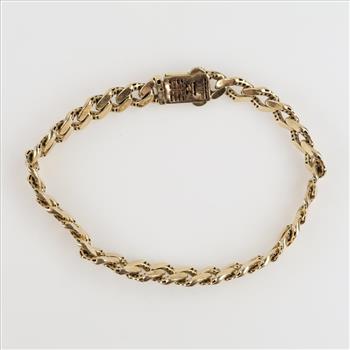14kt Gold Cubic Zirconia Hollow Bracelet