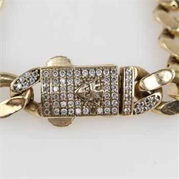 14kt Gold Cubic Zirconia Hollow Bracelet