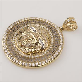 14kt Gold Cubic Zirconia Round Pendant