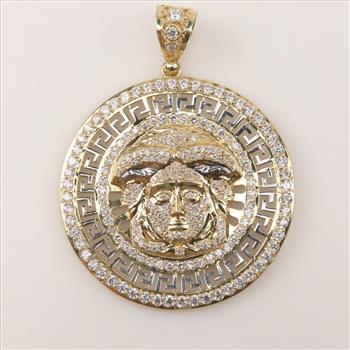 14kt Gold Cubic Zirconia Round Pendant