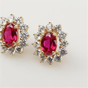 14kt Gold Cubic Zirconia Ruby Earrings