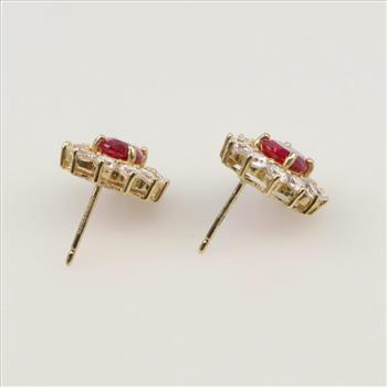 14kt Gold Cubic Zirconia Ruby Earrings