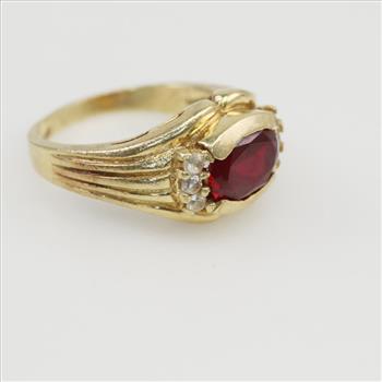 14kt Gold Cubic Zirconia Ruby Signet Ring