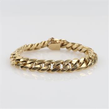 14kt Gold Curb Bracelet-Evaluated by Our Certified Gemologist-AGS/GIA