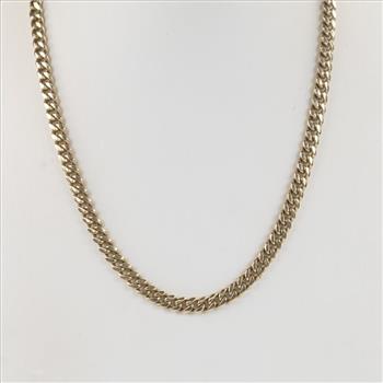 14kt Gold Curb Chain Necklace-Evaluated by Our Certified Gemologist-AGS/GIA