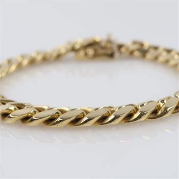 14kt Gold Curb Link Bracelet-Evaluated By Our Certified Gemologist - AGS / GIA