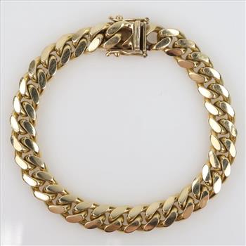 14kt Gold Curb Link Bracelet-Evaluated By Our Certified Gemologist - AGS / GIA
