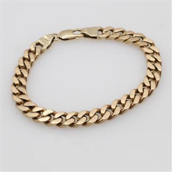 14kt Gold Curb Link Chain Bracelet- Evaluated By Our Certified Gemologist-AGS/GIA