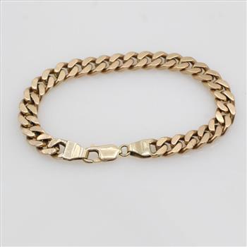 14kt Gold Curb Link Chain Bracelet- Evaluated By Our Certified Gemologist-AGS/GIA