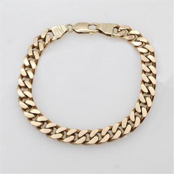 14kt Gold Curb Link Chain Bracelet- Evaluated By Our Certified Gemologist-AGS/GIA