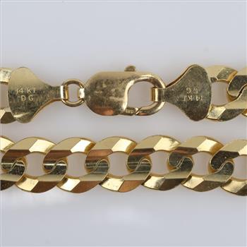 14kt Gold Curb Link Chain Bracelet-Evaluated By Our Certified Gemologist-AGS/GIA