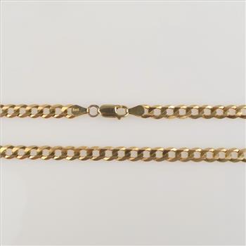 14kt Gold Curb Link Chain Necklace -Evaluated By Our Certified Gemologist - AGS/GIA