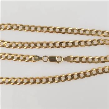 14kt Gold Curb Link Chain Necklace -Evaluated By Our Certified Gemologist - AGS/GIA