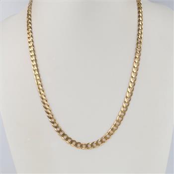 14kt Gold Curb Link Chain Necklace -Evaluated By Our Certified Gemologist - AGS/GIA