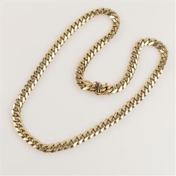 14kt Gold Curb Link Chain Necklace-Evaluated By Our Certified Gemologist - AGS / GIA