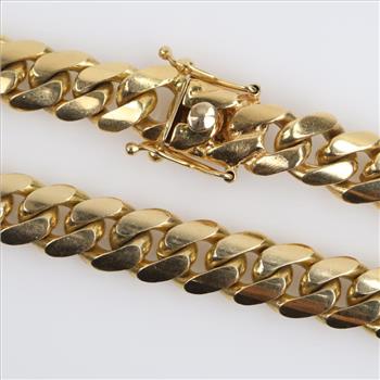 14kt Gold Curb Link Chain Necklace-Evaluated By Our Certified Gemologist-AGS/GIA