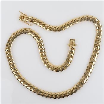 14kt Gold Curb Link Chain Necklace-Evaluated By Our Certified Gemologist-AGS/GIA