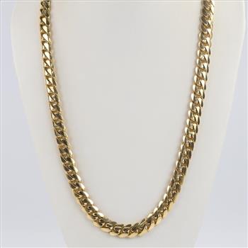14kt Gold Curb Link Chain Necklace-Evaluated By Our Certified Gemologist-AGS/GIA