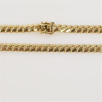 14kt Gold Curb Link Chain Necklace-Evaluated By Our Certified Gemologist-AGS/GIA