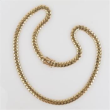 14kt Gold Curb Link Necklace, Evaluated By Our Certified Gemologist-AGS/GIA