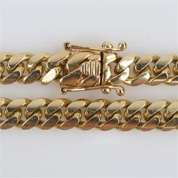 14kt Gold Curb Link Necklace, Evaluated By Our Certified Gemologist-AGS/GIA