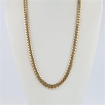 14kt Gold Curb Link Necklace, Evaluated By Our Certified Gemologist-AGS/GIA