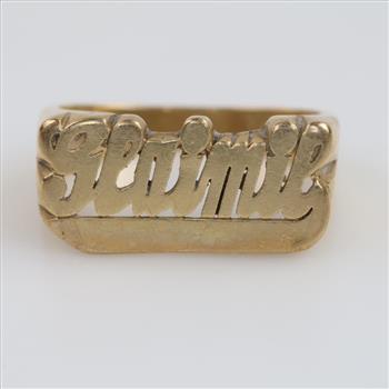 14kt Gold Cursive ID Ring