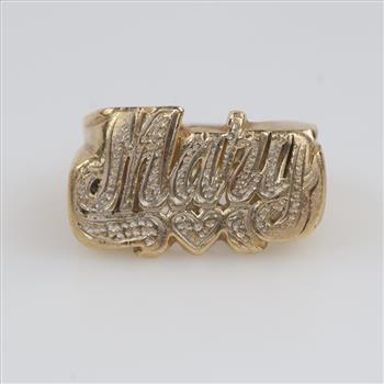 14kt Gold Cursive ID Ring