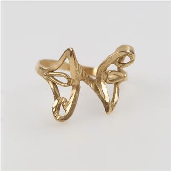 14kt Gold Cursive Letter N Ring