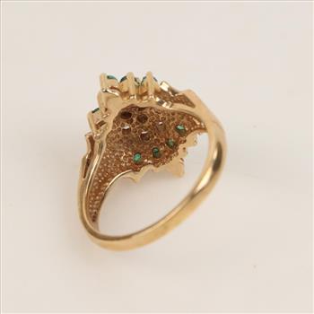 14kt Gold CZ & Emerald Ring