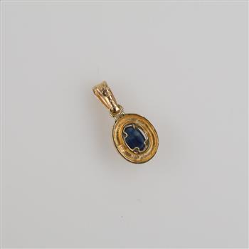 14kt Gold Dark Blue Sapphire Pendant