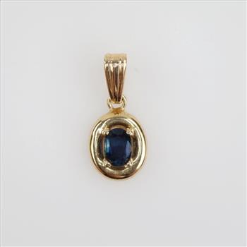14kt Gold Dark Blue Sapphire Pendant