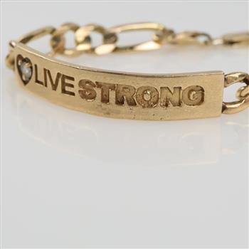 14kt Gold Diamond Accent Figaro Link ID Bracelet -Evaluated By Our Certified Gemologist-AGS/GIA