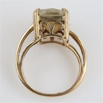 14kt Gold Diamond Accent Light Green Stone Ring