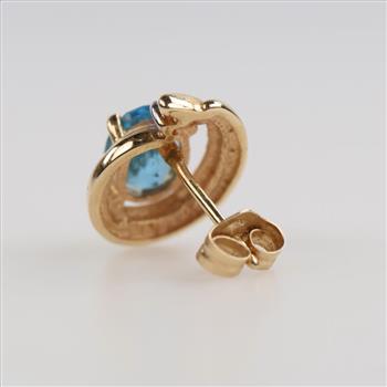14kt Gold Diamond And Blue Stone Single Earring