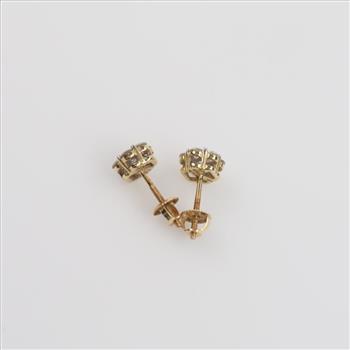 14kt Gold Diamond And Clear Stone Earrings