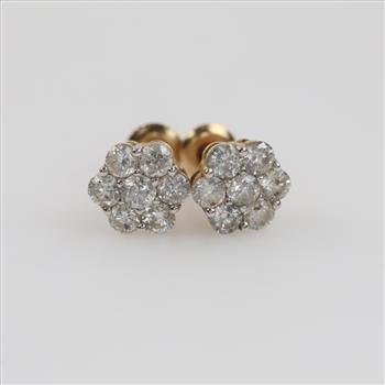 14kt Gold Diamond And Clear Stone Earrings