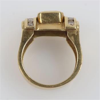 14kt Gold Diamond And Green Stone Ring, Evaluated By Our Certified Gemologist-AGS/GIA