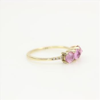 14kt Gold Diamond And Pink Ruby Ring